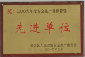 2009年度安全生产目标管理先进单位